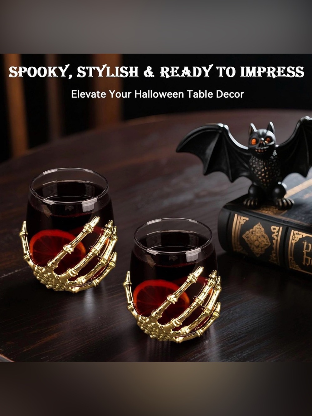 Gold Skeleton Hand Cocktail Glasses - Set of 2